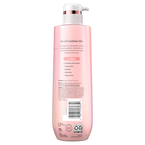 Infographic showing common ingredients in Olay body wash and their functions