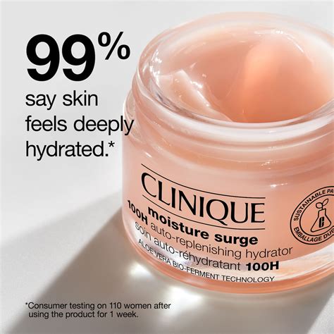 Pink packaging of Clinique Moisture Surge 100H Auto-Replenishing Hydrator