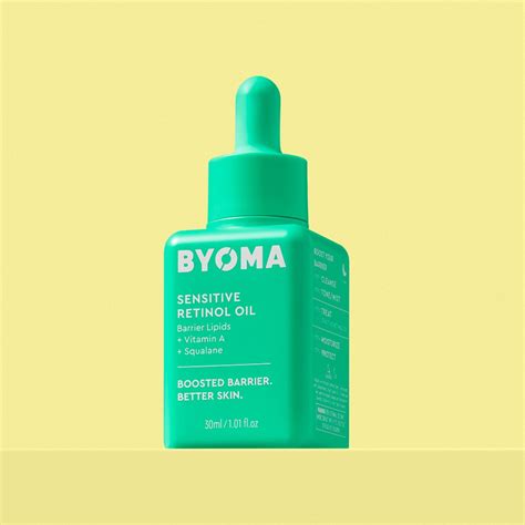 Infographic comparing Byoma Sensitive Retinol Oil with other Byoma products