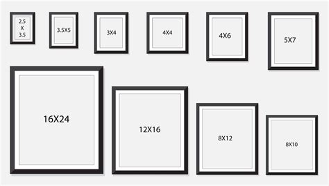 An infographic illustrating different configurations of 5x7 collage frames, showing varying numbers and sizes of photo openings.