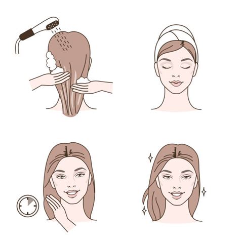 Illustration showing how to section hair for cleansing conditioner application.