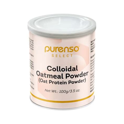 Close-up photo of oat kernels and colloidal oatmeal powder