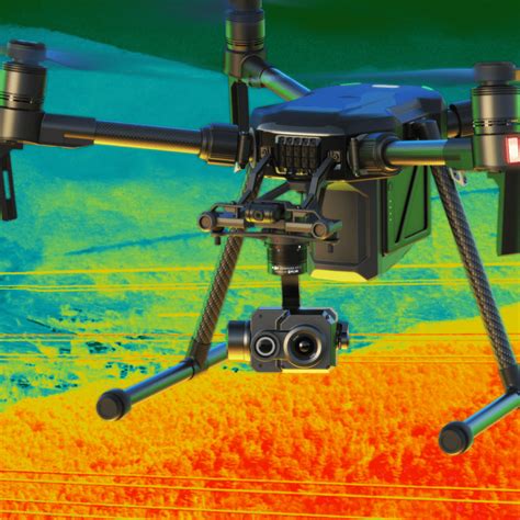 Drone equipped with a thermal camera surveying a large commercial roof.