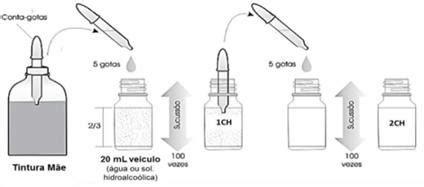 Infographic showing the dilution process in homeopathy