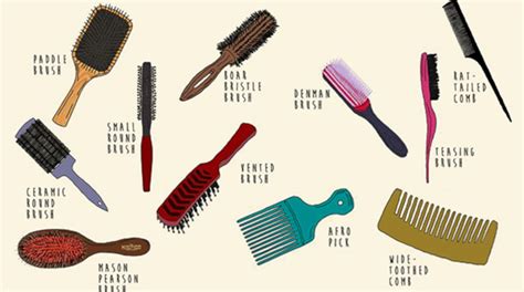 Comparison of different hairbrush types and their suitability for wet/dry hair