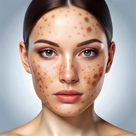 Illustration showcasing the transformation of skin from having dark spots to a clear and even tone.