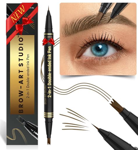 Illustrative diagram showing the dual-ended nature of the Micro Brow Pencil, highlighting the ultra-fine tip on one end and the spoolie brush on the other.
