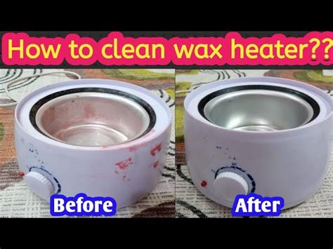 Cleaning a wax pot with a specialized cleaner and cloth.