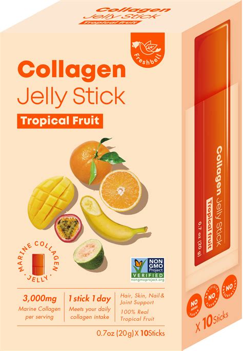 Collagen jelly sticks in their colorful packaging.