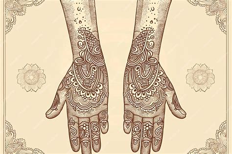 Illustrations of traditional henna patterns on hands and feet