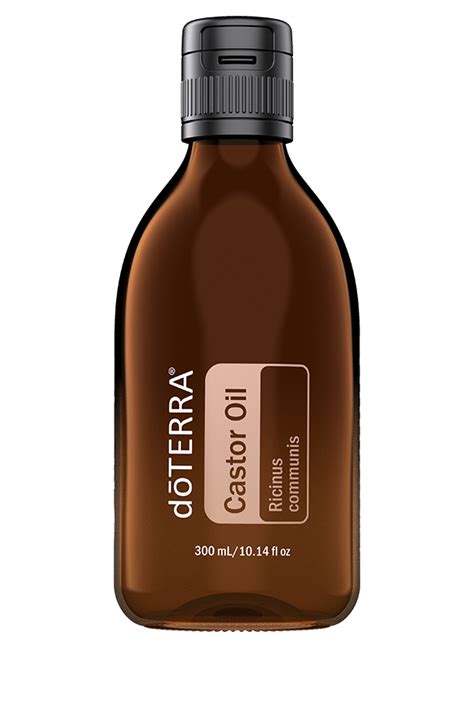 Image of doTERRA Castor Oil bottle and essential oil bottles for application.