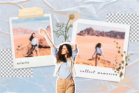 Example of a 3D Polaroid collage effect