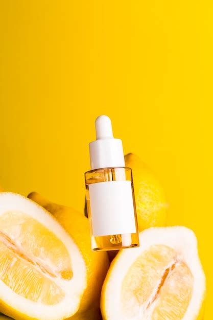 A visually appealing image of a bottle of Vitamin C serum with key ingredients like vitamin C, hyaluronic acid, and vitamin B5 subtly incorporated into the background.