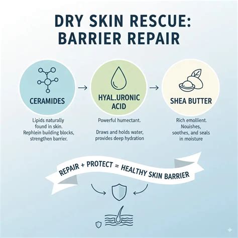 Infographic highlighting key ingredients like Ceramides, Mugwort, and Shea Butter for eczema care