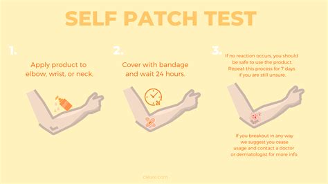 A diagram illustrating how to perform a patch test on the inner arm.
