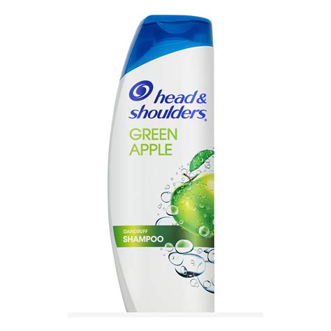 Image of Head and Shoulders Green Apple Shampoo bottle with lather