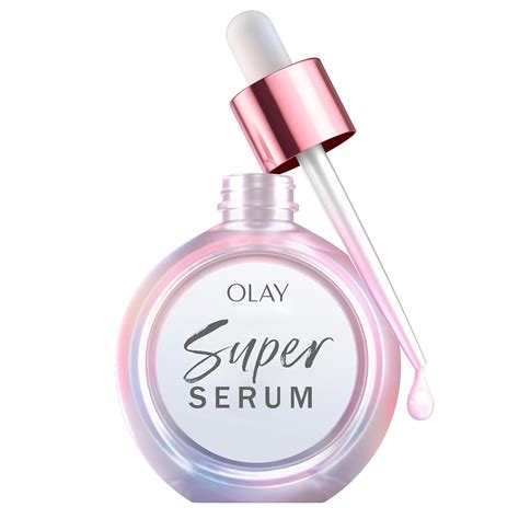 Illustration of Olay Super Serum bottle with a soft glow effect
