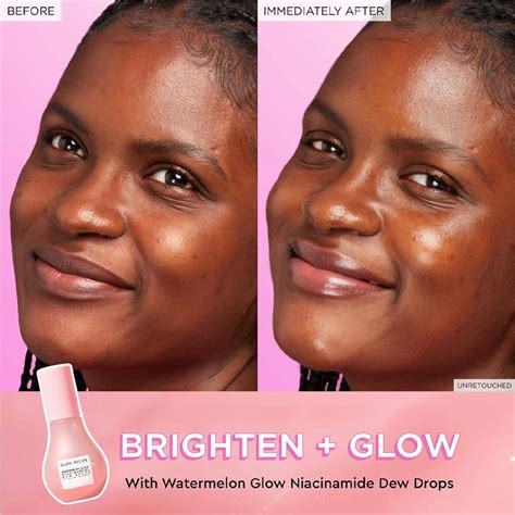 Before and after comparison photo showcasing the glow effect of the Dew Drops