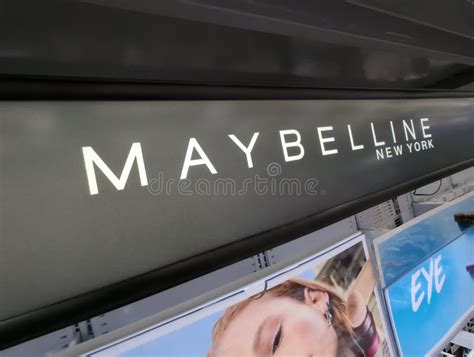A graphic showing the Maybelline logo and indicating availability at various retail locations.