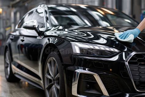 A detailer meticulously hand-washing a car's exterior
