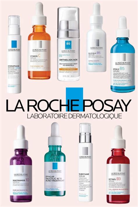 Image of La Roche-Posay products, emphasizing sunscreens and hydrating serums.