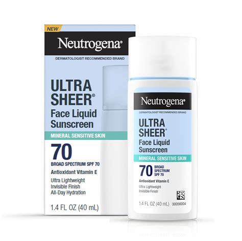 Product packaging of Neutrogena Ultra Sheer Face Sunscreen Serum with Vitamin E