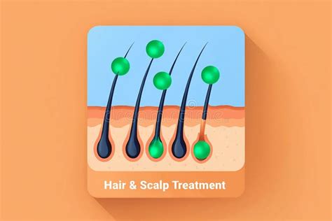 Illustration of a healthy scalp with hair follicles and protective antioxidants