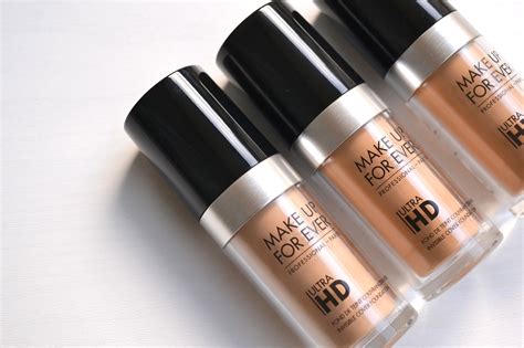 Close-up of the Make Up For Ever Ultra HD Invisible Cover Foundation texture and shade range