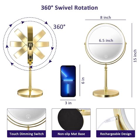 The Amztolife Lighted Makeup Mirror showing its 360-degree swivel and dual-sided mirror