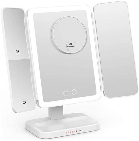 The Easehold Trifold Mirror demonstrating its multiple panels and lighting options