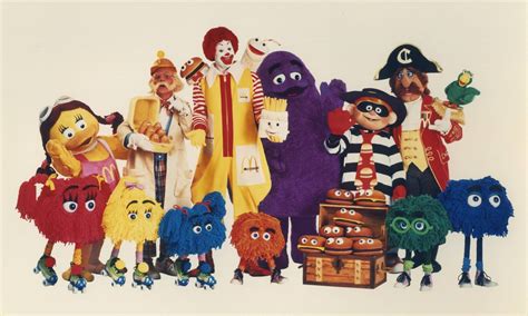 Illustration of Grimace, Hamburgler, and other McDonaldland characters