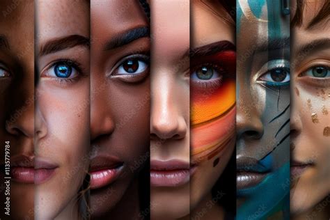 A collage of diverse individuals with natural-looking makeup, showcasing different skin tones and ages.
