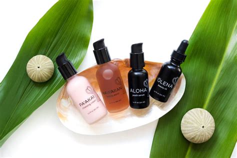 A visually appealing collage of the key Hawaiian botanicals used in Honua products.