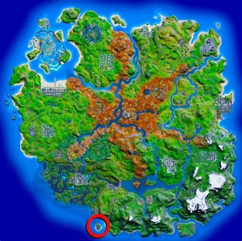 Map showing Isla Nublada location in Fortnite