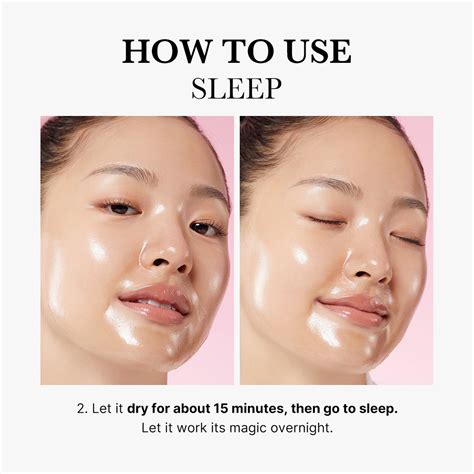 A step-by-step visual guide showing how to apply and remove the night collagen mask.