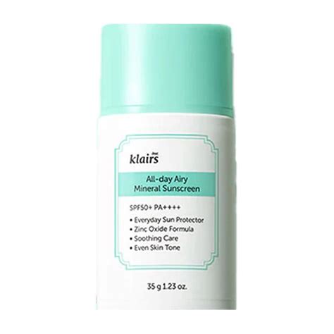 Compact 35ml tube of Klairs All-day Airy Mineral Sunscreen