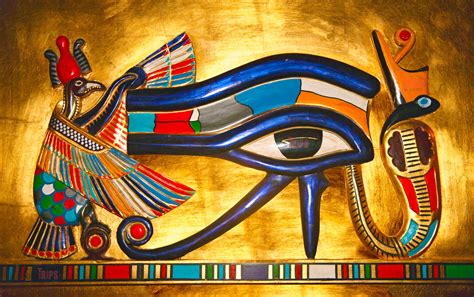 Ancient Egyptian coffin with painted Eye of Horus