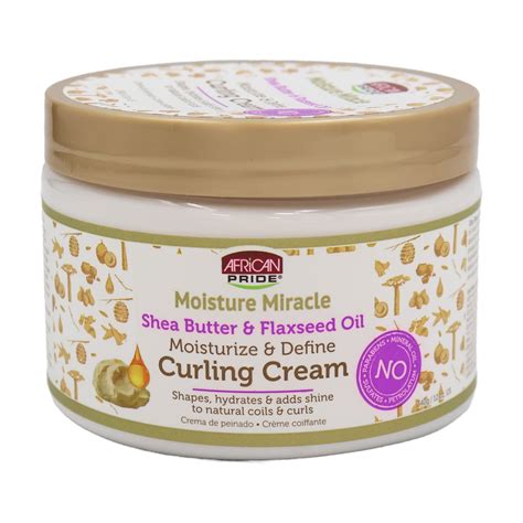 Visual comparison of different curl definition results using the Shea Butter & Flaxseed Curling Cream.