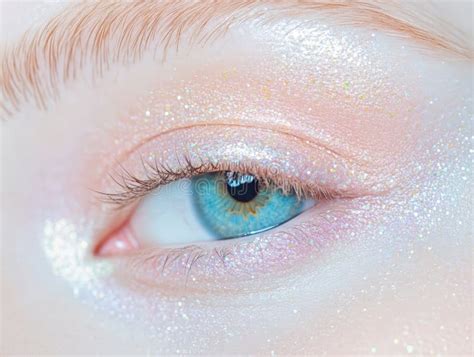A close-up of a fair-skinned person's eye makeup featuring iridescent eyeshadow and a bold eyeliner.