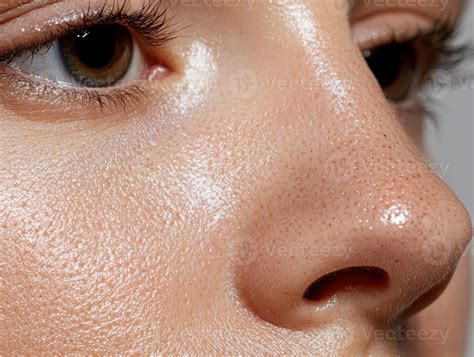 Close-up of skin texture showing pore cleansing effect