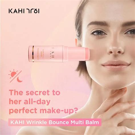 Infographic detailing the key ingredients of Kahi Wrinkle Bounce Multi Balm and their functions.