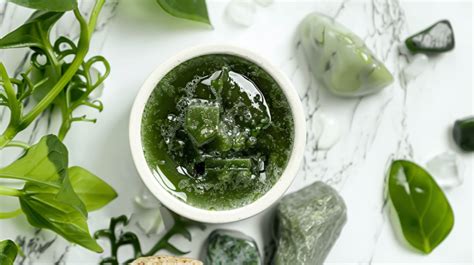 Illustration of various marine ingredients like algae and seaweed used in skincare