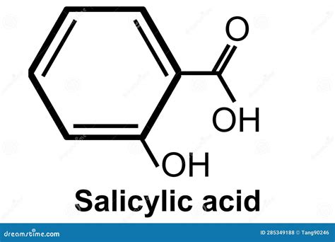 Illustration of salicylic acid molecule and its structure
