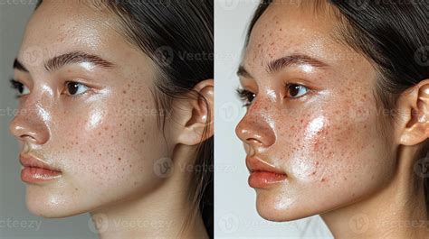 Close-up photo of skin showing improved texture and reduced pore appearance after consistent niacinamide use.