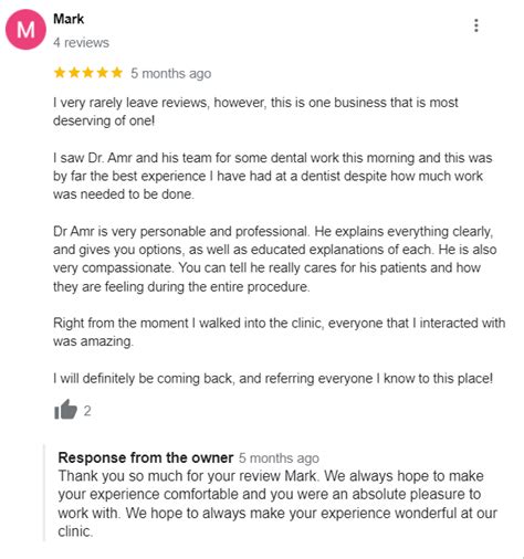 Screenshot of a positive patient review or testimonial.