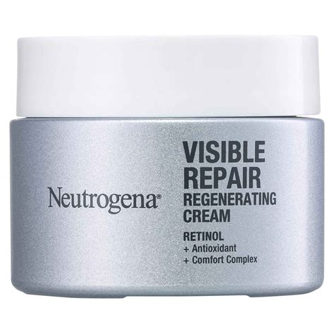 Infographic showing the key ingredients of Neutrogena Visible Repair and their benefits.