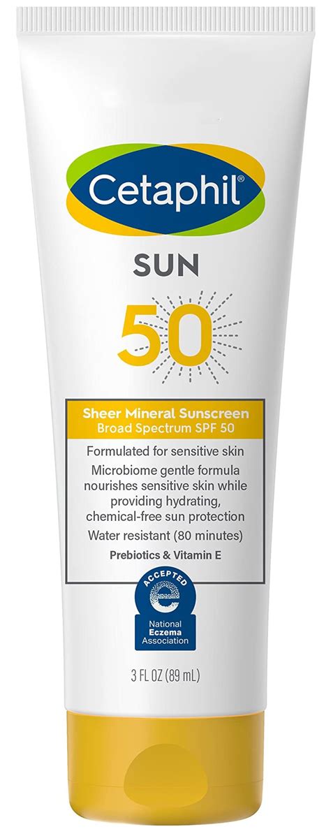 A visually appealing tube or bottle of sheer mineral sunscreen, with a focus on its lightweight texture.
