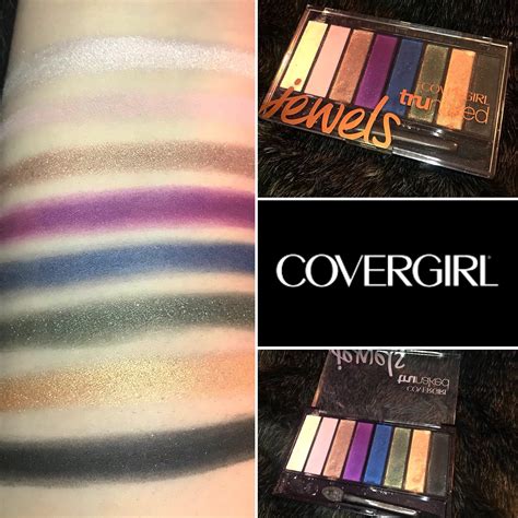 Swatches of the Covergirl TruNaked 'Jewels' palette, showcasing its mix of shimmery and matte shades.
