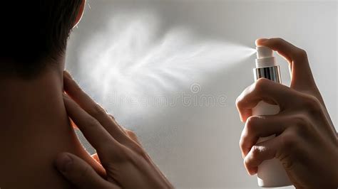 Illustration of a person applying spray to their back