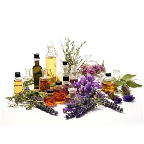 Collage of various essential oil bottles and their source plants (grapefruit, cedarwood, lavender, lemon, etc.)
